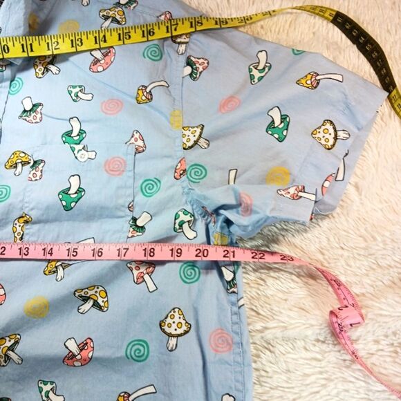 Eighty Eight Men's Short-Sleeve Button-Down Shirt Colorful Mushroom Print Large - Picture 10 of 11